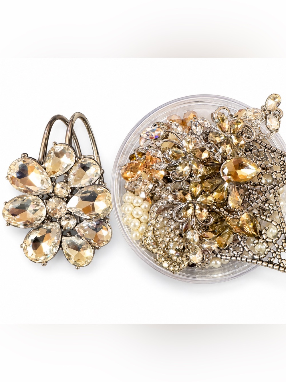 Beautiful Elegant Silver Tone Jewelry Jar